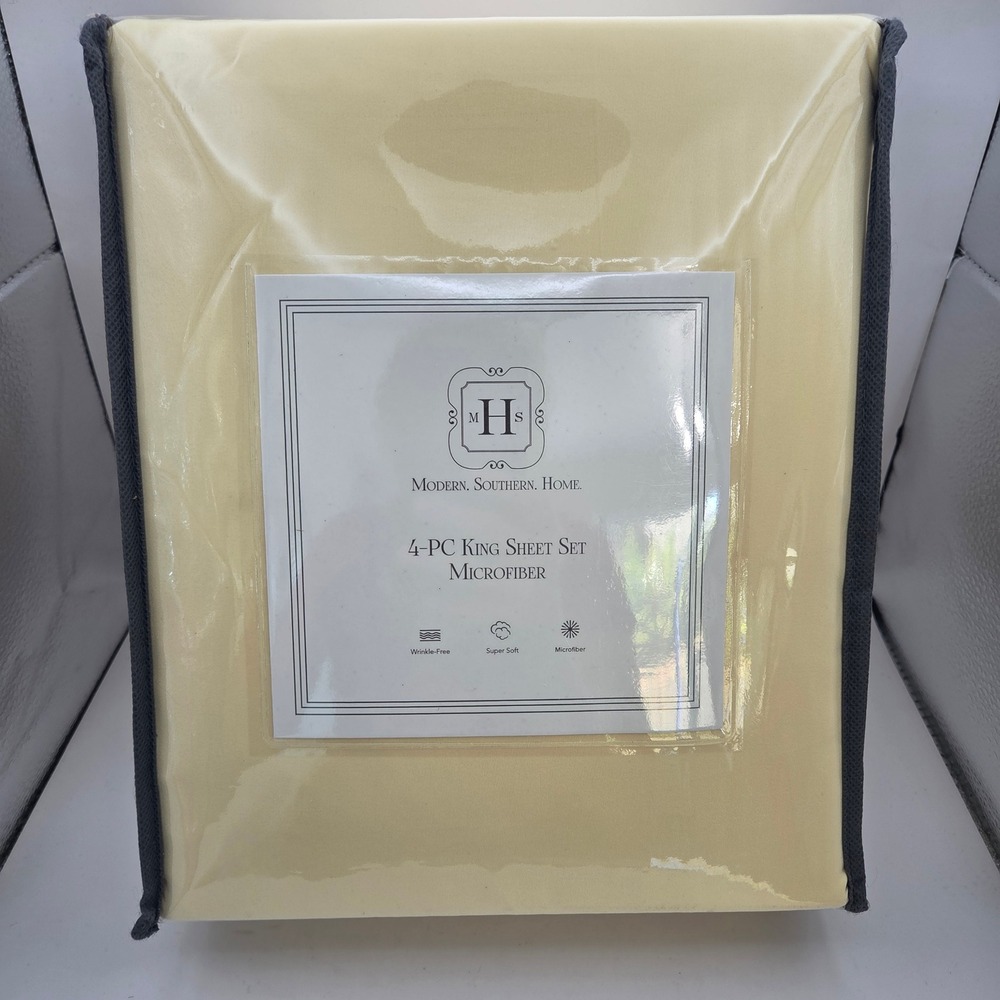 Modern Southern Home King Sheet Set Yellow Microfiber 4pc BK20-1265